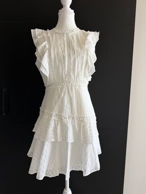 Selfie Leslie White Ruffle Tiered Mini Dress